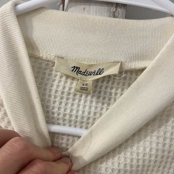 Madewell Waffle-Knit Long-Sleeve‎ Crewneck Size XS Off White Cream - Picture 6 of 7